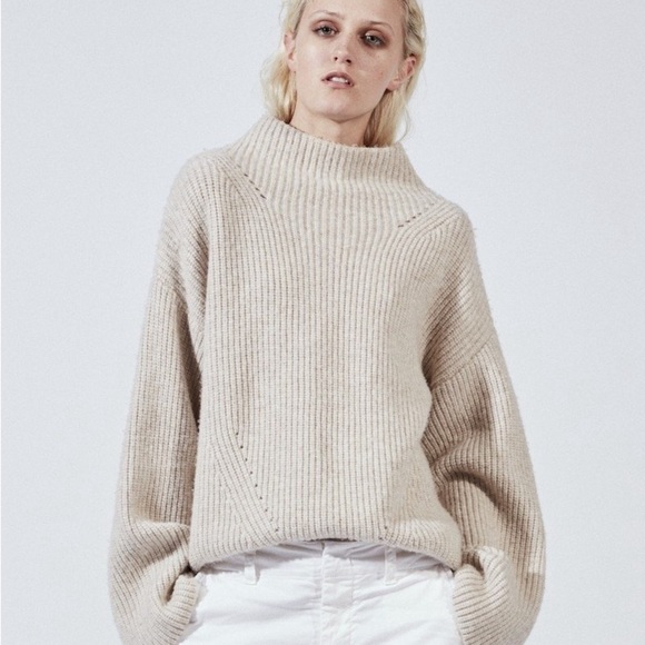 Nili Lotan oatmeal beige Ronnie wool mock neck turtleneck sweater - Small - Picture 6 of 12